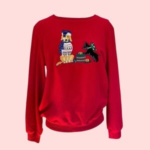 Vintage Christmas‎ holiday fleece pullover dog sweater size small medium